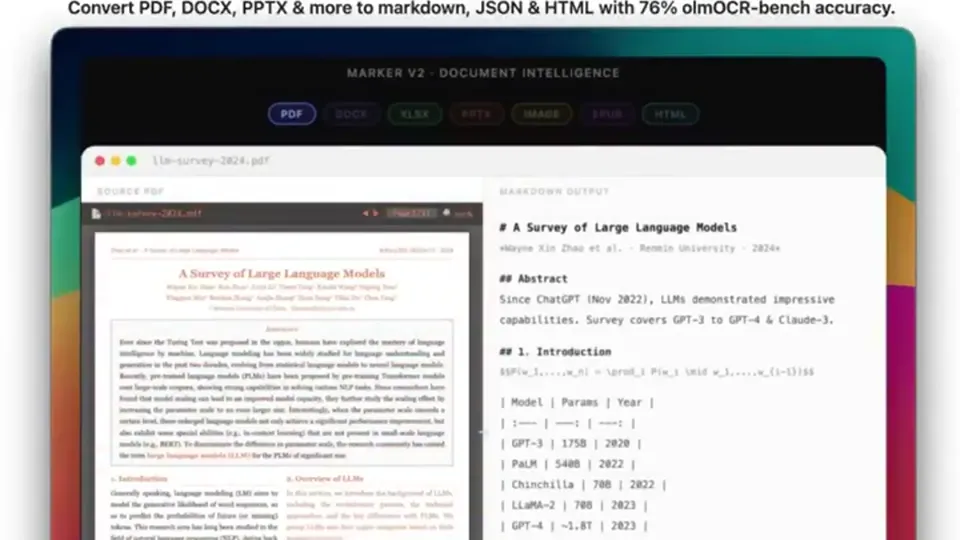 Poster for Marker v2 — parse any document to Markdown