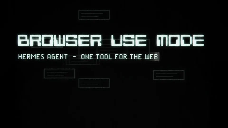Poster for Hermes — one browser tool driven by Browser Use CLI