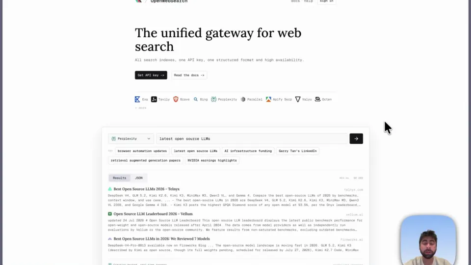 Poster for Interfaze OpenWebSearch — one router for web search