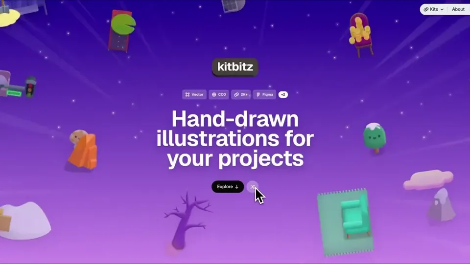 Poster for Kitbitz — 2,000+ free hand-drawn illustrations