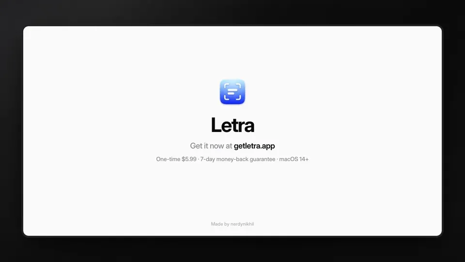Poster for Introducing Letra for macOS
