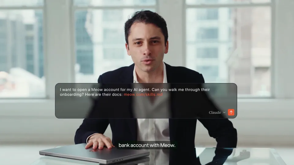 Poster for Meow — The banking platform built for AI agents &…