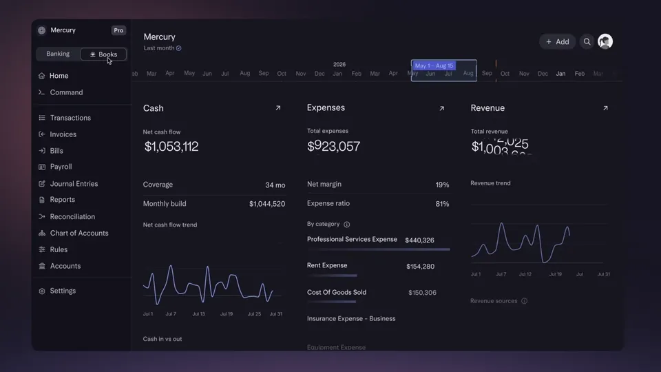 Poster for Mercury Books — AI accounting as transactions happen