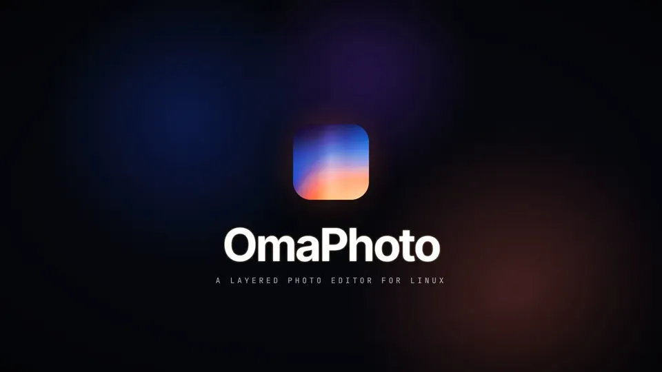 Poster for OmaPhoto — a layered editor for Omarchy