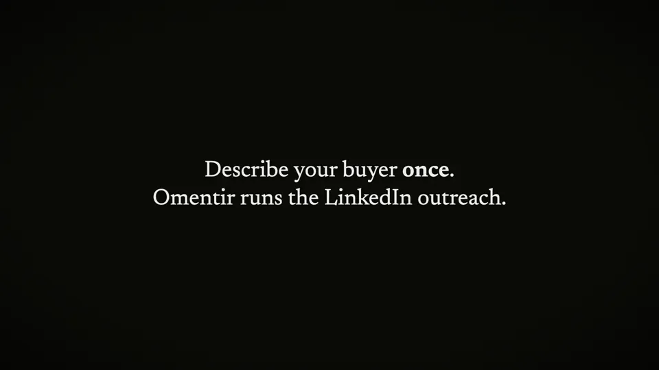Poster for Omentir — describe your buyer once