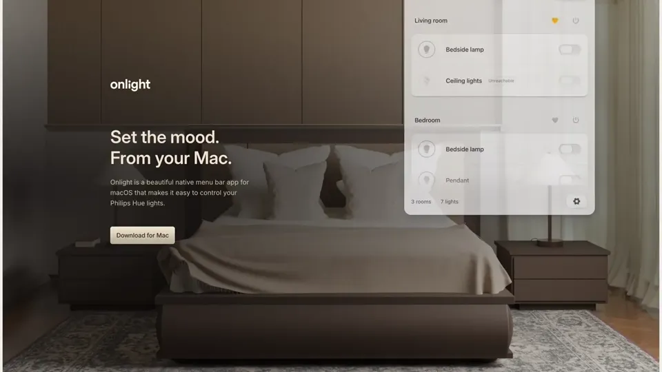 Poster for Onlight — control Philips Hue from the Mac menu bar