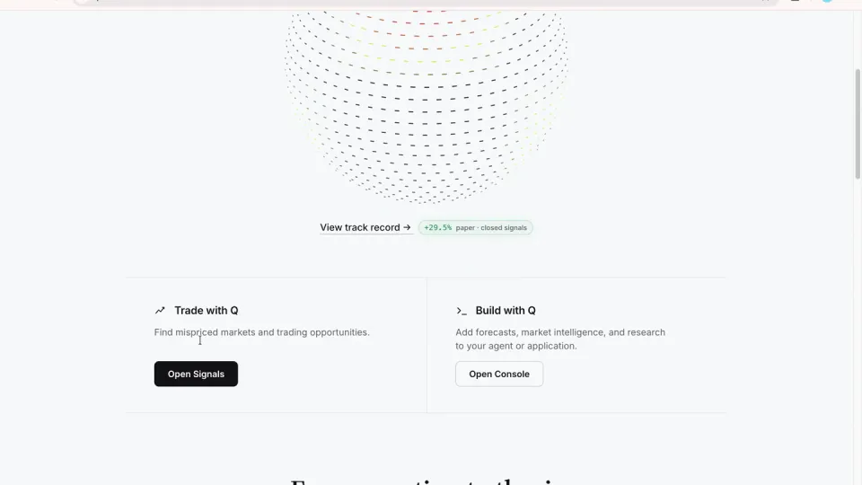 Poster for Quotient Dev Portal — trade signals as an API