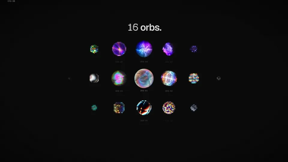 Poster for shadercn — 30 shader orbs, ready to drop in