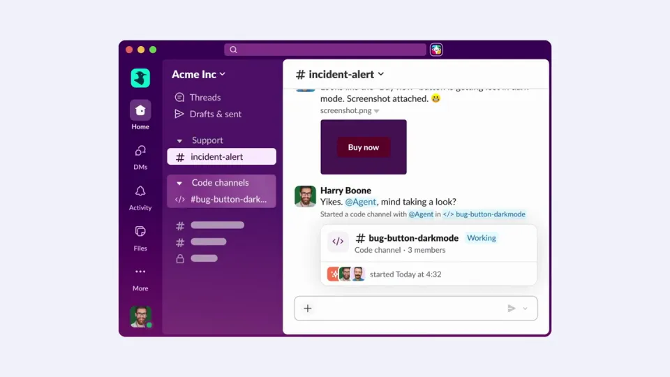 Poster for Slack — Write, review, and ship code with your team…