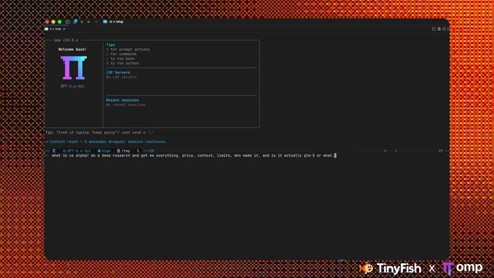 Poster for TinyFish — Search and Fetch now native in omp