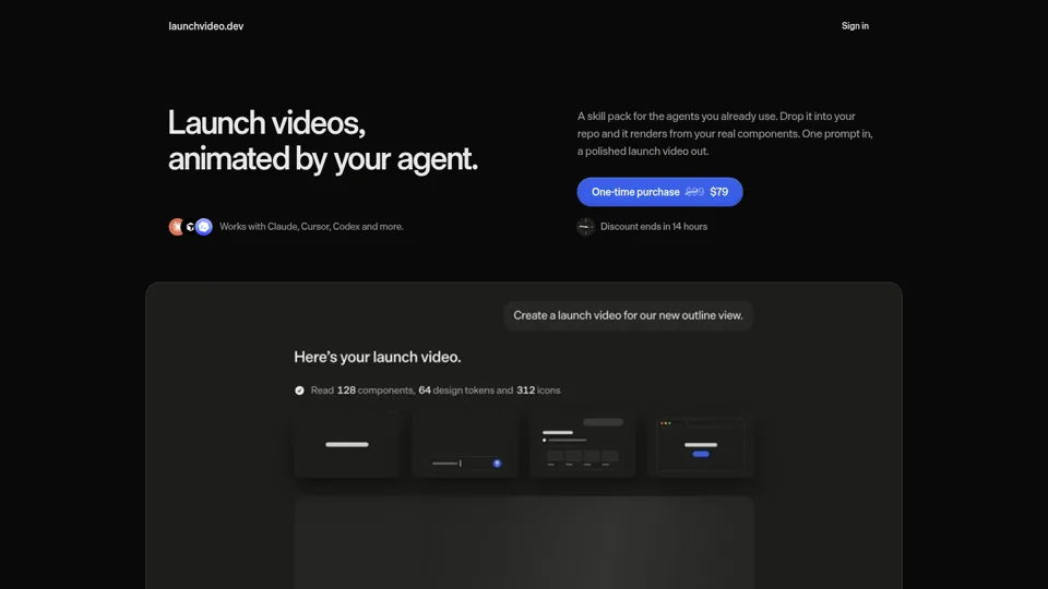 launchvideo.dev — Launch videos, animated by your agent