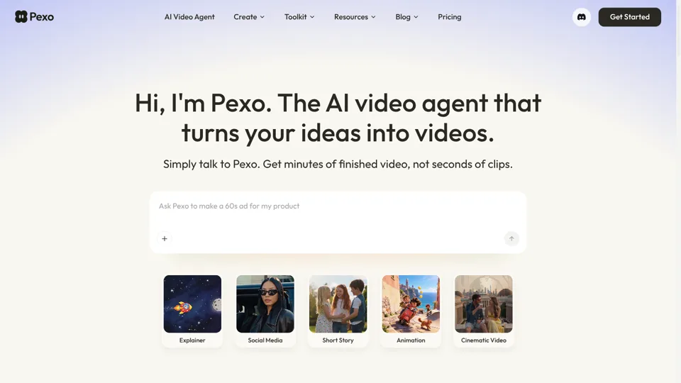 Pexo — The AI video agent that turns ideas into videos