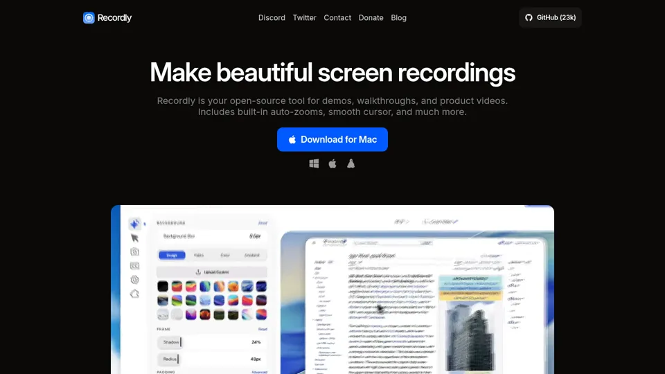 Recordly — Make beautiful screen recordings