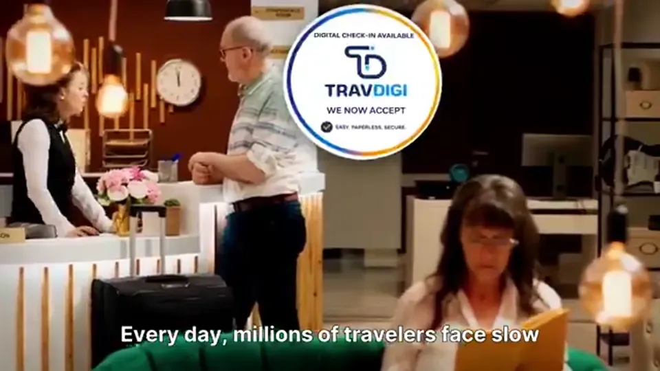 Poster for TravDigi replaces paper guest registers with QR check-ins
