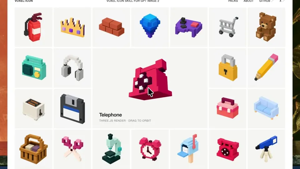 Poster for Voxel icon skill — icons you can turn into real 3D