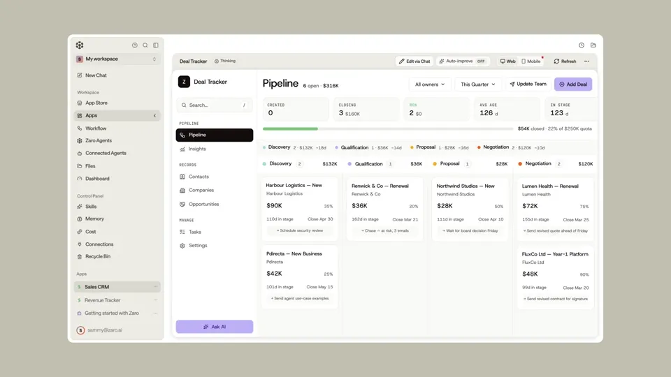 Poster for Zaro — apps and agents on your context